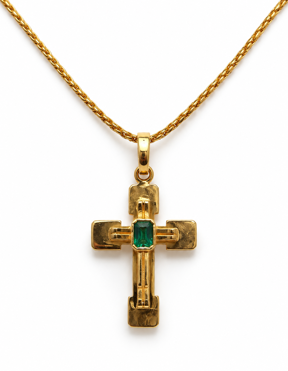 Dije DJ-008 con esmeralda rectangular