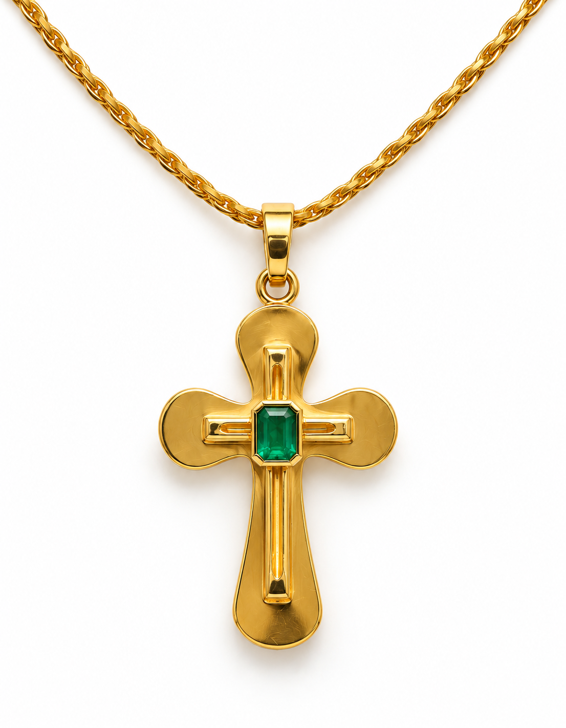 Dije DJ-009 con esmeralda rectangular