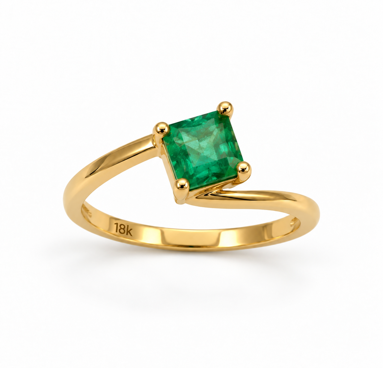 Anillo de oro de 18 kilates con esmeralda certificada