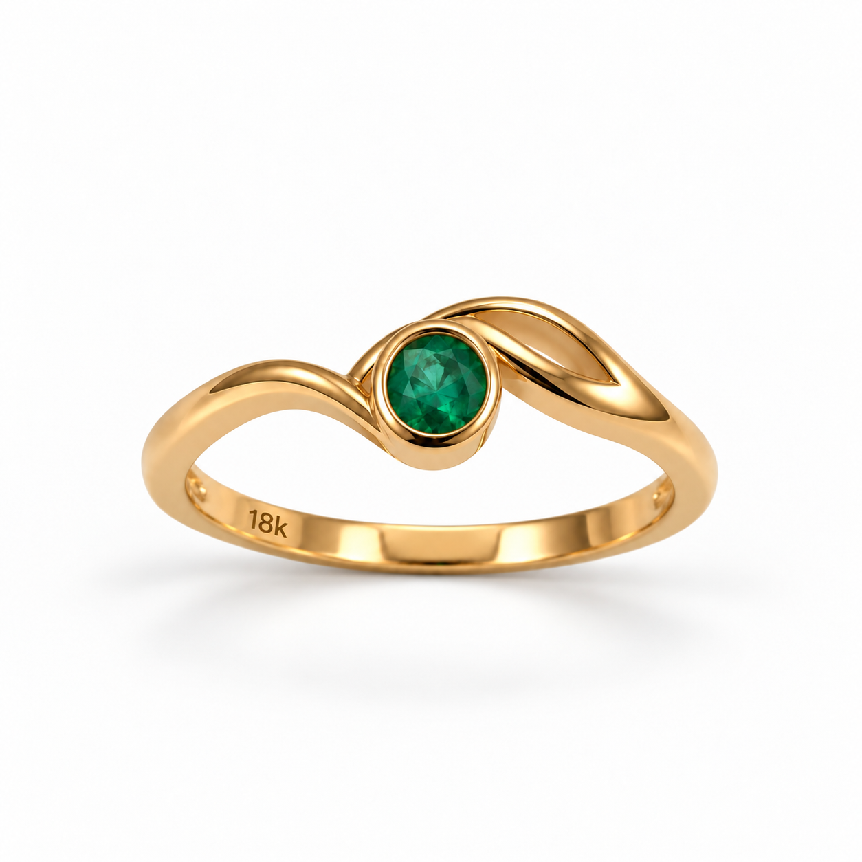 Anillo de oro de 18 kilates con esmeralda certificada redonda