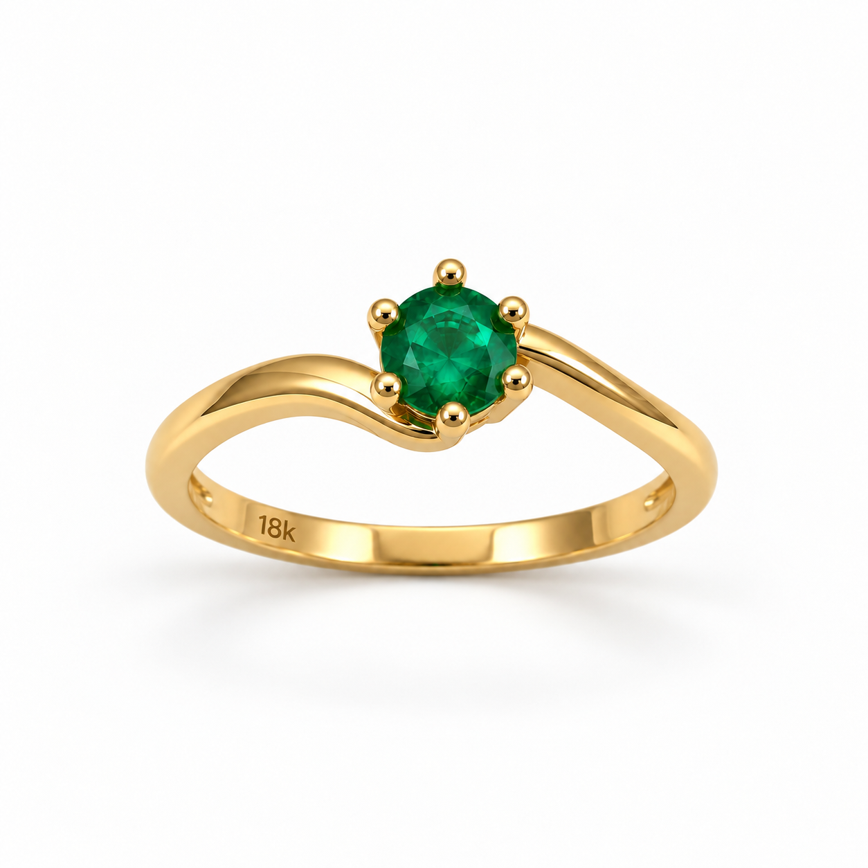 Anillo de oro de 18 kilates con esmeralda certificada redonda